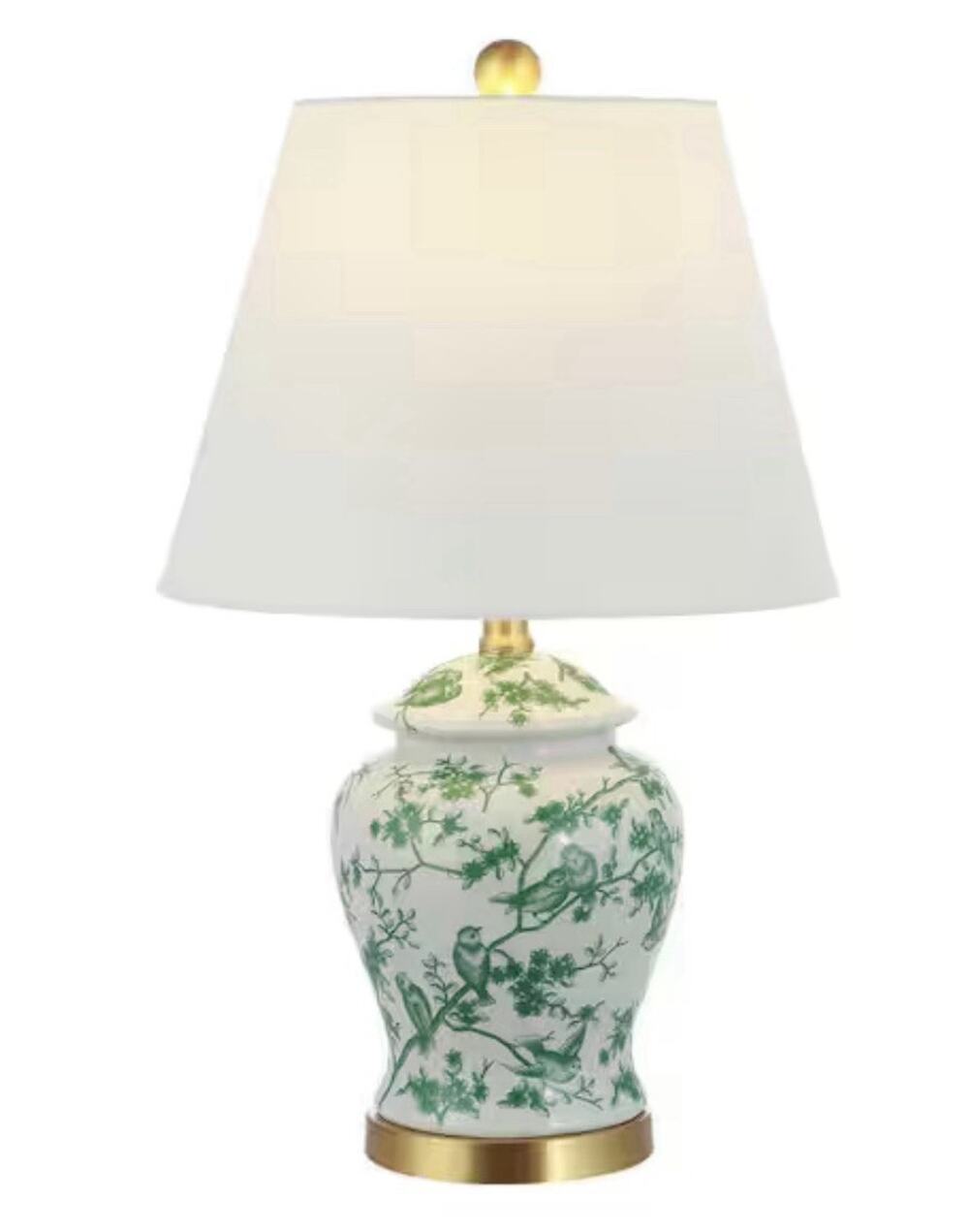 22 in. Jonathan Y Green/White Chinoiserie Classic LED Table Lamp